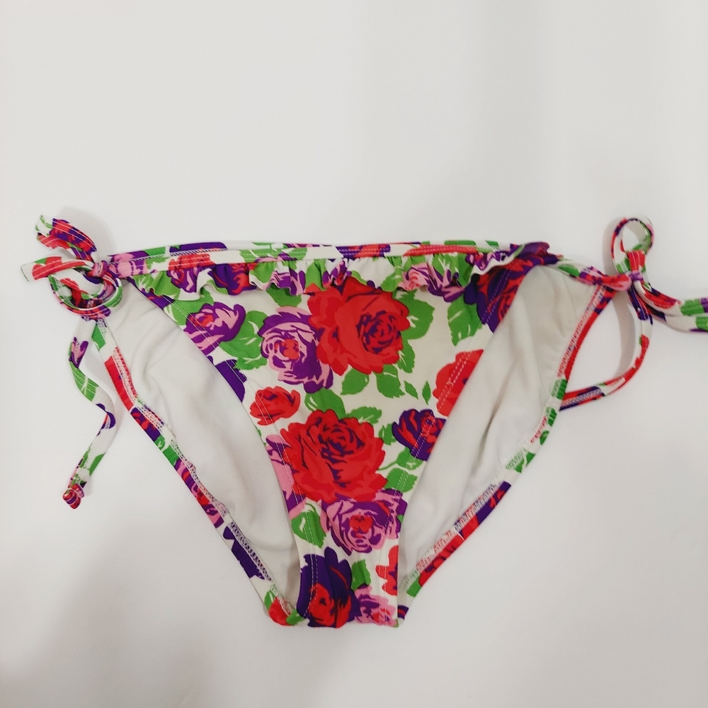 Junior Ruffled Floral Tie Bakini 2-pc Bathing Suit, Xhilaration Large - Picture 6 of 12